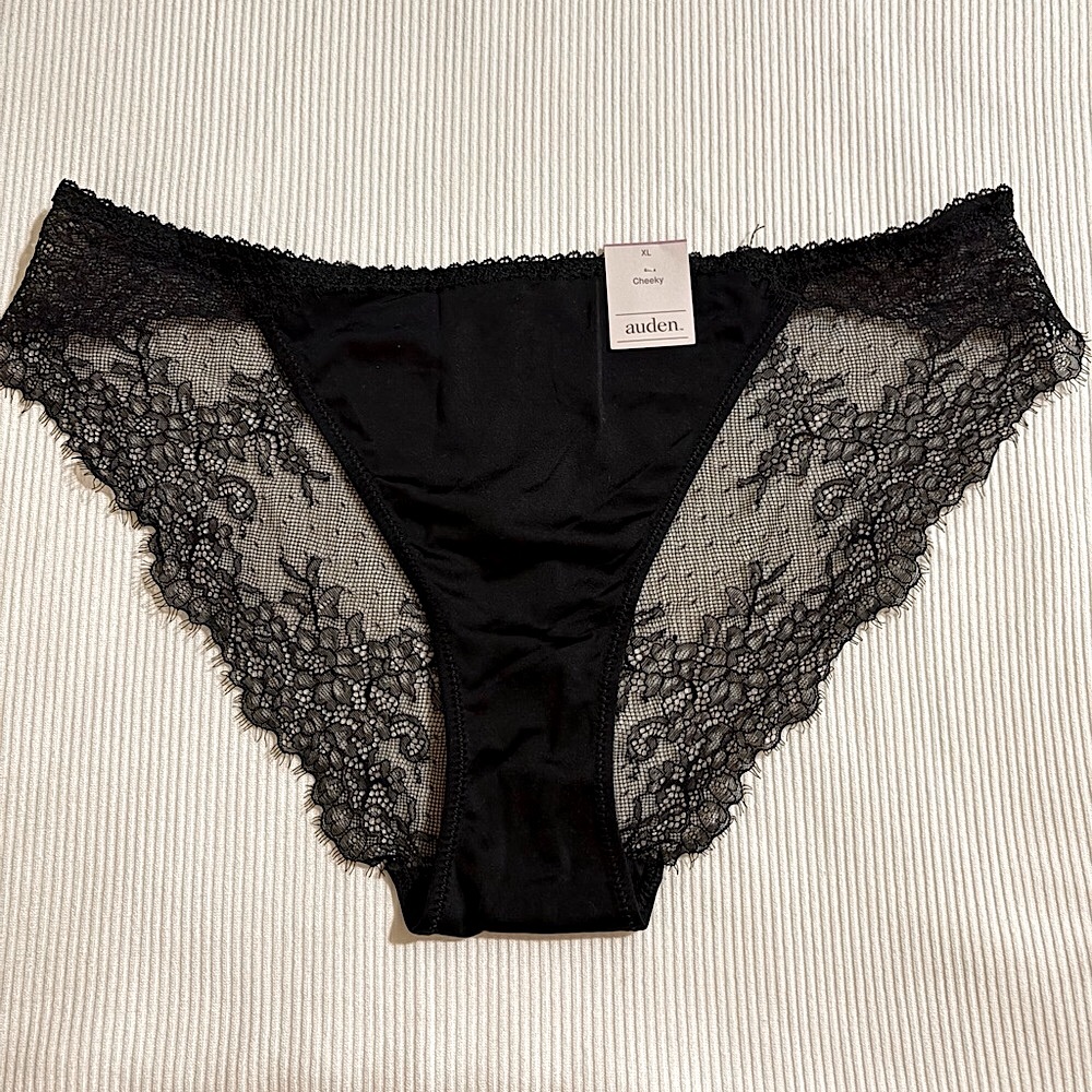 NWT Black Cheeky Panties Sheer Floral Mesh | Auden
